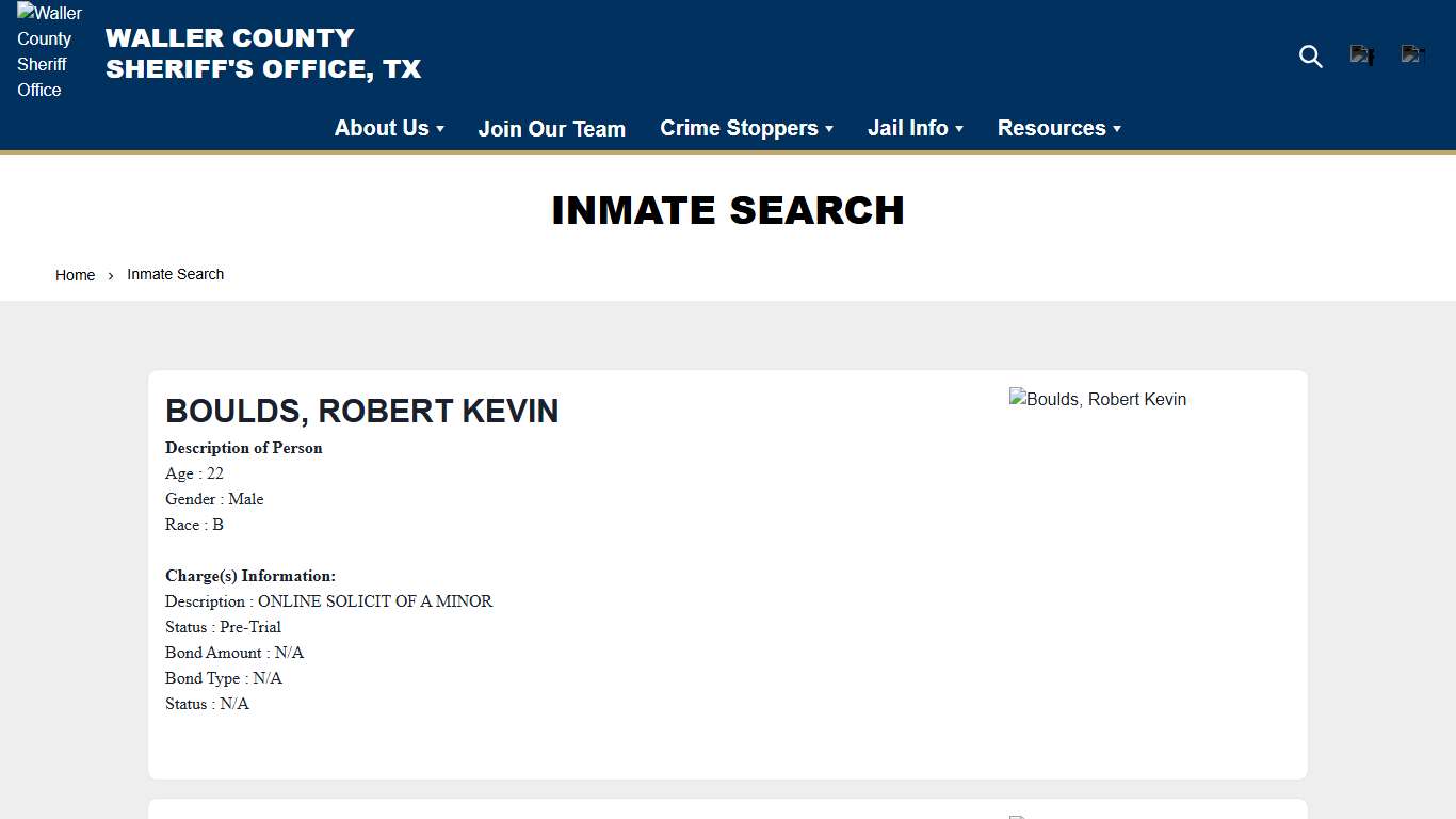 Inmate Search | Waller County Sheriff Office Website