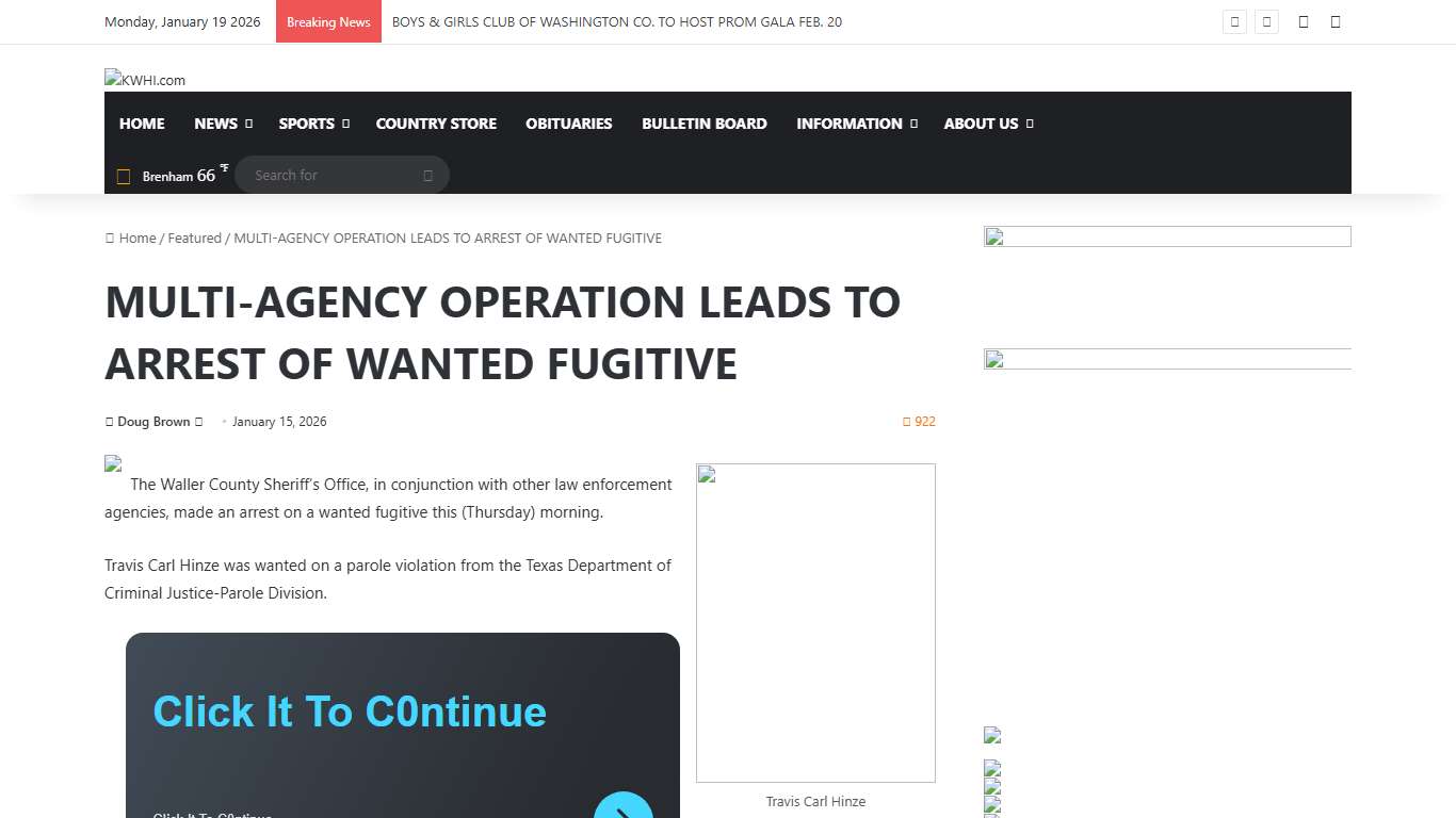 MULTI-AGENCY OPERATION LEADS TO ARREST OF WANTED FUGITIVE – KWHI.com